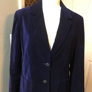 VINTAGE Navy Blue Velvet Cotton Blazer Sz 16